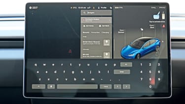 Tesla Model 3 touchscreen displaying settings