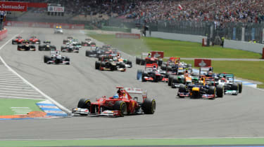 First corner of the 2012 German Grand Prix