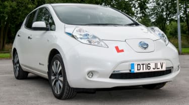 EV driving school - Nissan Leaf - white front