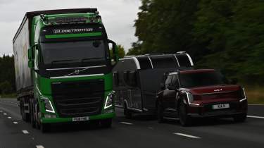 EV tow test - Kia towing on motorway