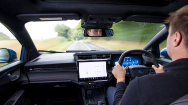 Facelifted Ford Puma being driven in the UK - interior, car being driven by Auto Express senior news reporter Alastair Crooks