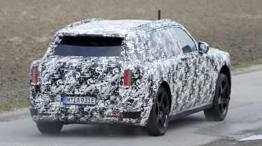 Rolls-Royce electric SUV (camouflaged) - rear 3/4