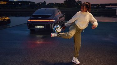 Connected Hyundai - Ioniq 6 with footballer