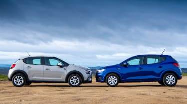 Dacia Sandero vs Citroen C3 profile