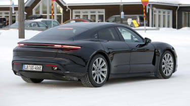 Porsche Taycan facelift (camouflaged) - rear angle