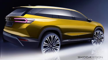 Skoda Kodiaq design sketch - rear yellow 