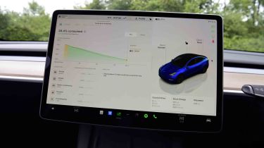 Tesla Model Y - battery predicted range screen