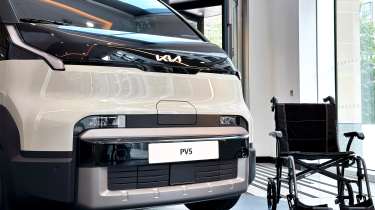New Kia PV5 WAV - front end with wheelchair