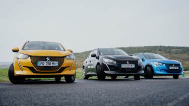 Fleet of Peugeot 208 tyre testing cars 