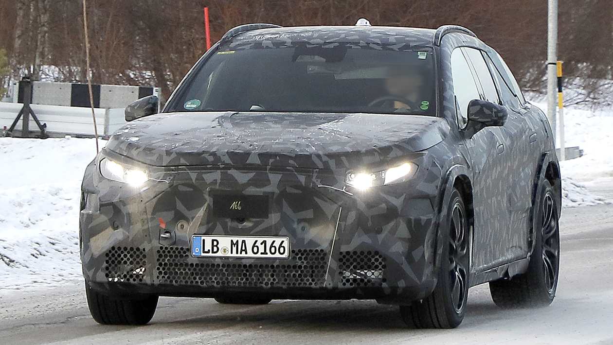 Direct front view of the Mercedes-AMG SUV prototype on track
