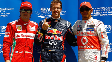 Fernando Alonso, Sebastian Vettel and Lewis Hamilton