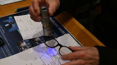 UV testing on a pair of spectacles