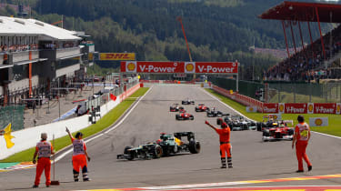 Safety car during the early laps of the Belgian Grand Prix
