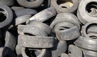 Pile of used tyres