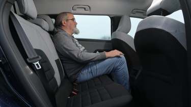 Auto Express senior road test editor Dean Gibson sitting in the Citroen C5 Aircross's rear seat