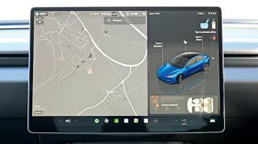 Tesla Model 3 touchscreen displaying navigation