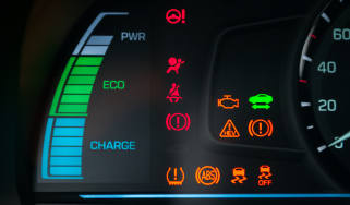 Dashboard displaying multiple warning lights