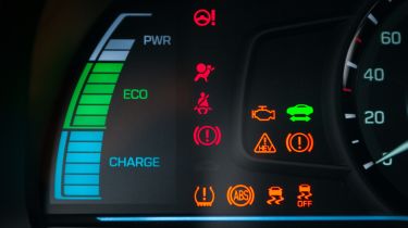 Dashboard displaying multiple warning lights