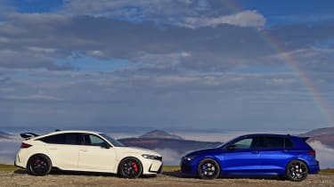 Honda Civic Type R and Volkswagen Golf R 20 Years - face-to-face static