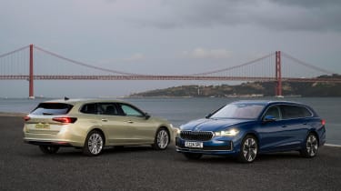 Two Skoda Superb Estates - front and rear