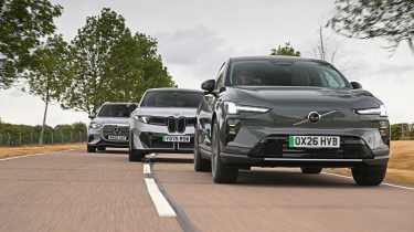 BMW iX3 vs Mercedes GLC vs Volvo EX60 - front 