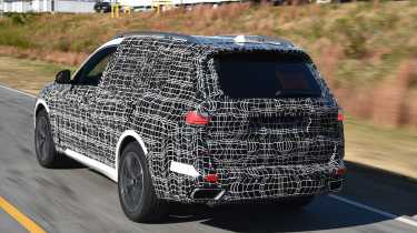 New BMW X7 SUV official spy image rear quarter