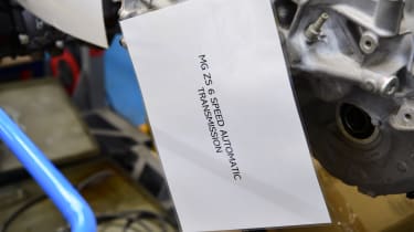 Sign reading: &quot;MG ZS 6 speed automatic transmission&quot;