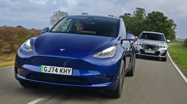 Tesla Model Y and BMW iX1 - front tracking 