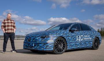 Ellis Hyde with the Mercedes C-Class prototype