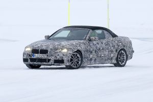 BMW 4 Series Convertible spies - front 3/4 winter