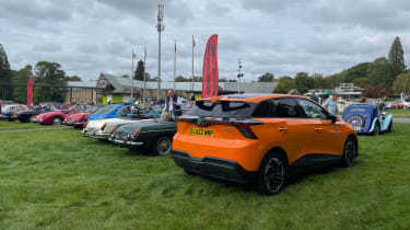 Back ends of MGs at MG event at Beaulieu