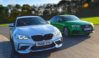 bmw m2 competition vs audi rs 3 saloon twin test