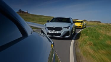 BMW M240i Coupe vs Porsche 718 Cayman vs Audi TT RS - action
