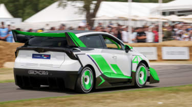 MG EX4 at 2023 Goodwood Festival of Speed - rear action