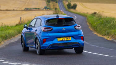 Facelifted Ford Puma being driven in the UK - rear 