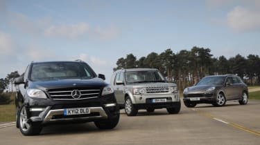 Mercedes ML vs Land Rover Discovery 4 and Porsche Cayenne