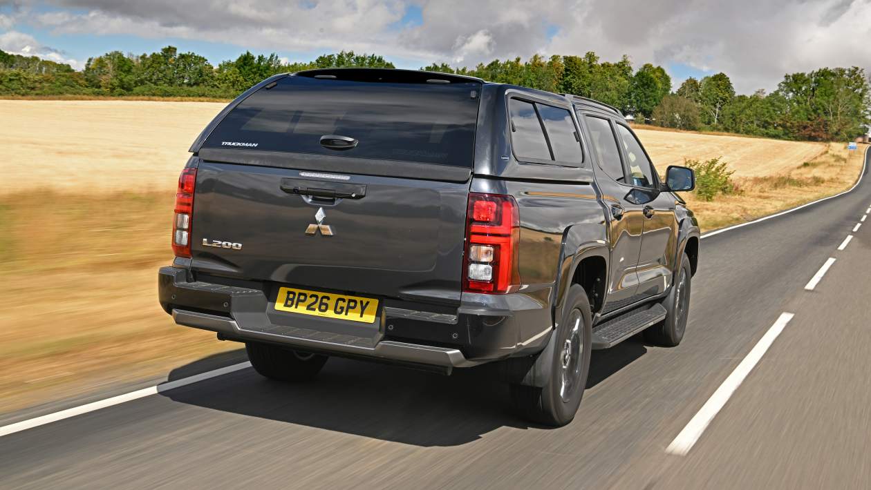 Mitsubishi L200 rear view showing large load bed and towing features