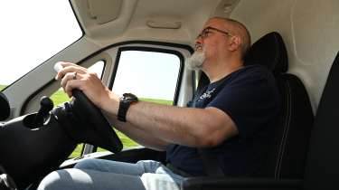 Auto Express senior test editor Dean Gibson driving the Citroen e-Relay