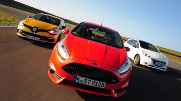 Ford Fiesta ST vs 208 GTi and Clio RS