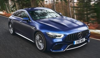 mercedes-amg gt 4-door tracking front quarter