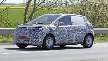 Dacia electric city car (camouflaged) - front 3/4