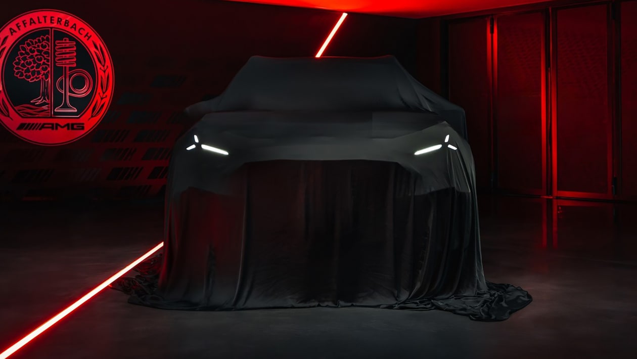 Front end teaser detail showing star pattern headlights and illuminated grille outline