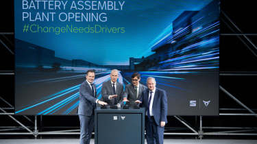 Cupra executives standing on a stage