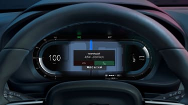 Volvo dashboard  screen displaying incoming call via Apple CarPlay