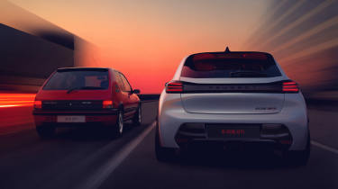 New Peugeot E-208 GTi and 205 GTi - rear action
