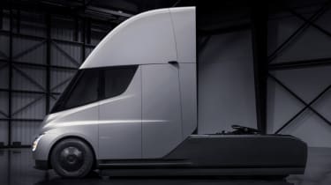 Tesla lorry - electric truck revealed - grey side profile
