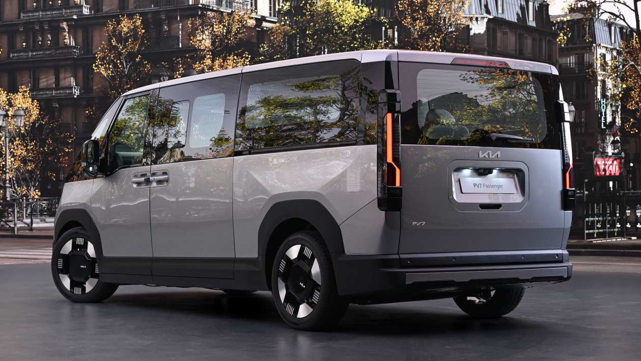 Kia PV7 Passenger electric van rear three quarter view