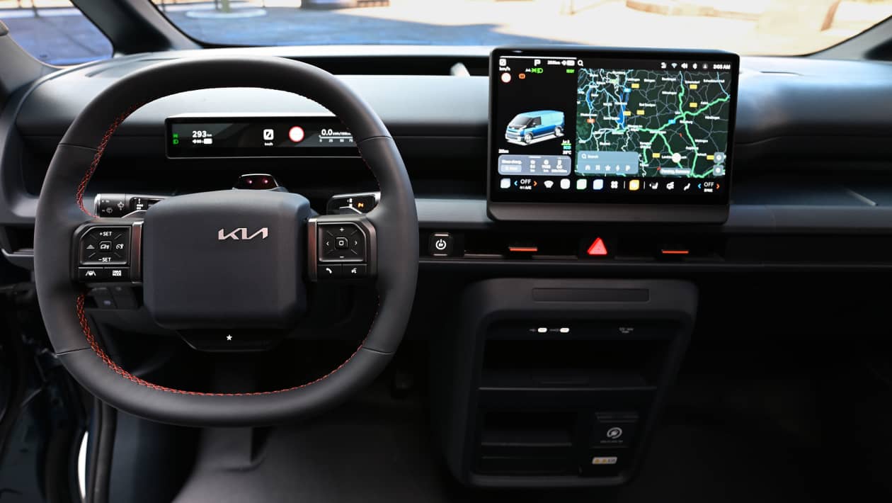 Kia PV7 interior dashboard with infotainment screen