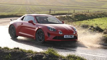Alpine A110 S - front cornering, water splash