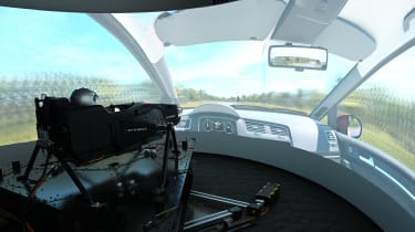 Steve Sutcliffe driving in the Dynisma driving simulator